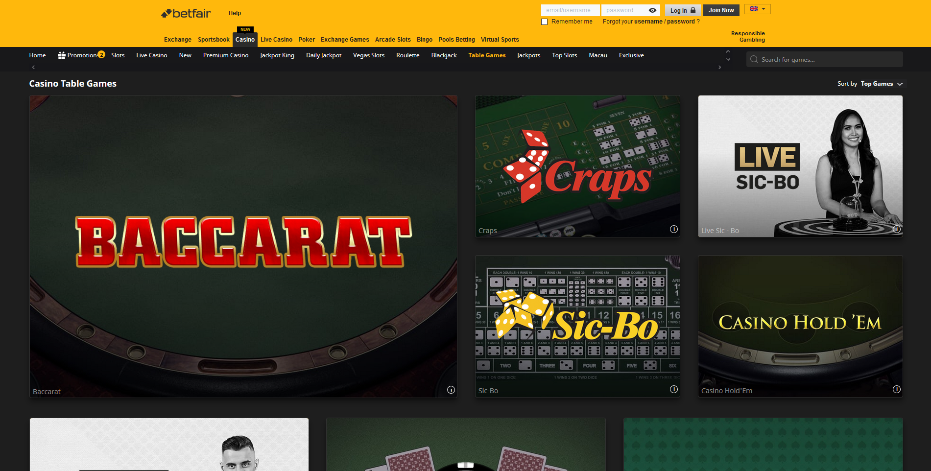 betfair table games juegos de mesa sic bo baccarat baccarat craps casino holdem póker