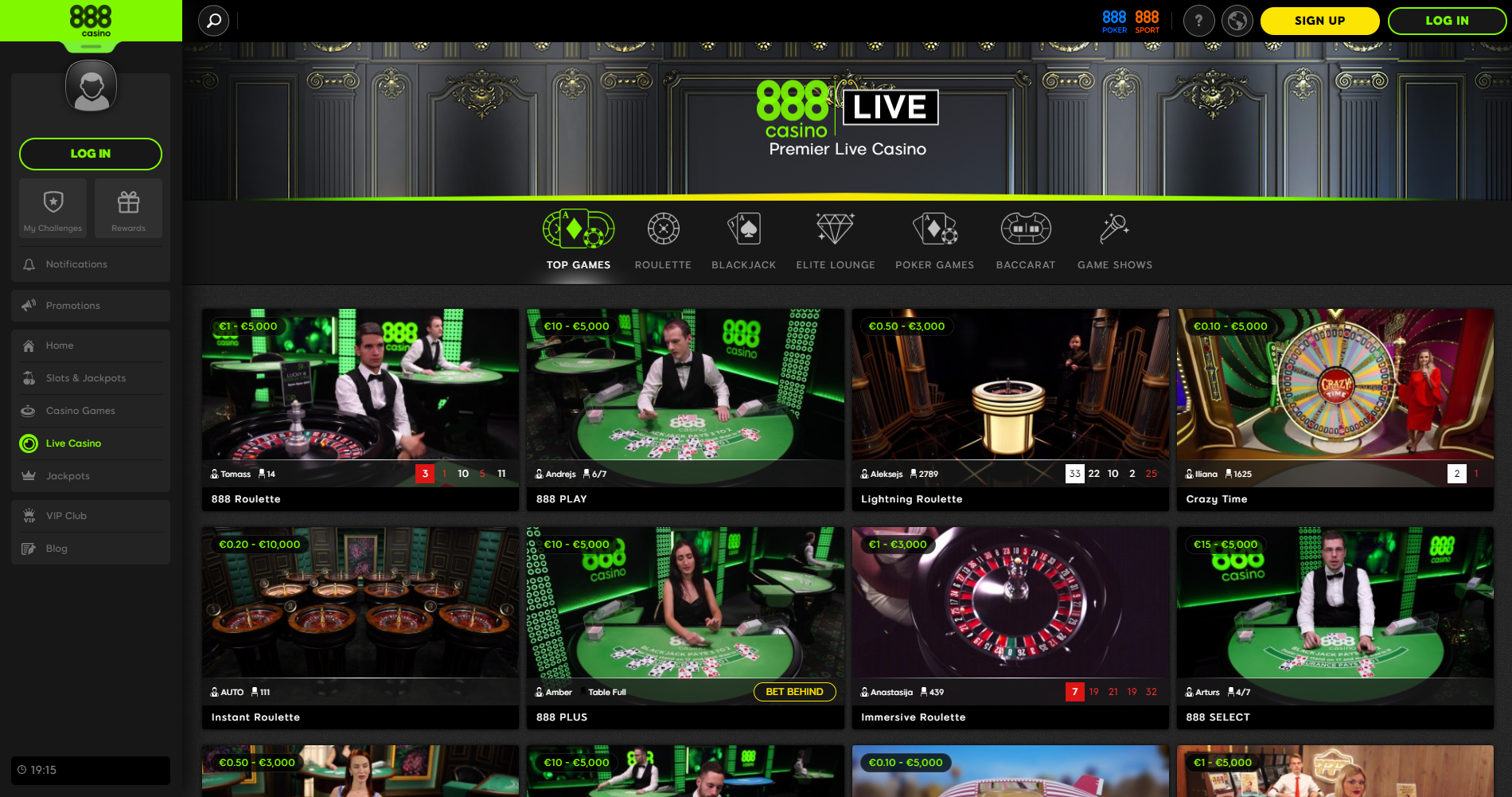 888 live casino blackjack crazy time lightning roulette instant roulette dalintojas kazino gyvai