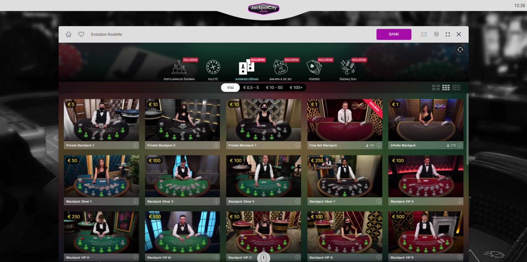 jackpot city live casino - blackjack roulette baccarat game show monopoly live lightning roulette