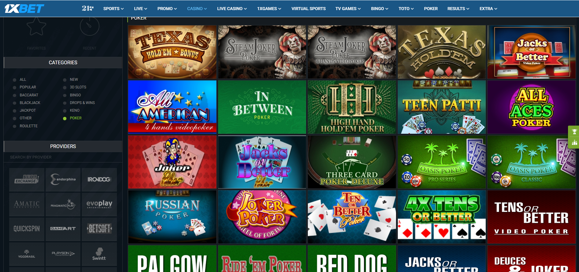 1xbet poker texas holdem jacks or better russian poker pai gow red dog