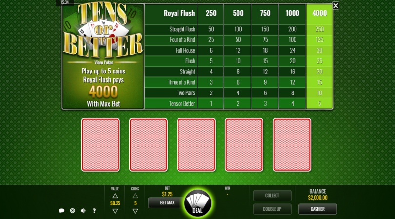 video poker juegos en línea tens or better