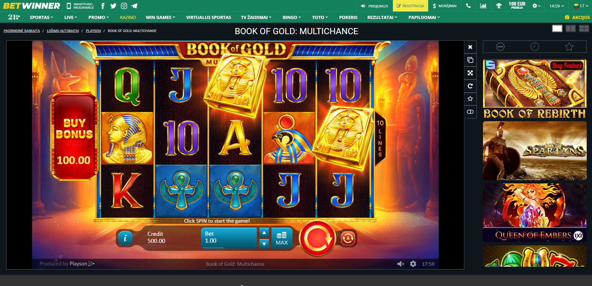 book of gold betwinner playson tragamonedas