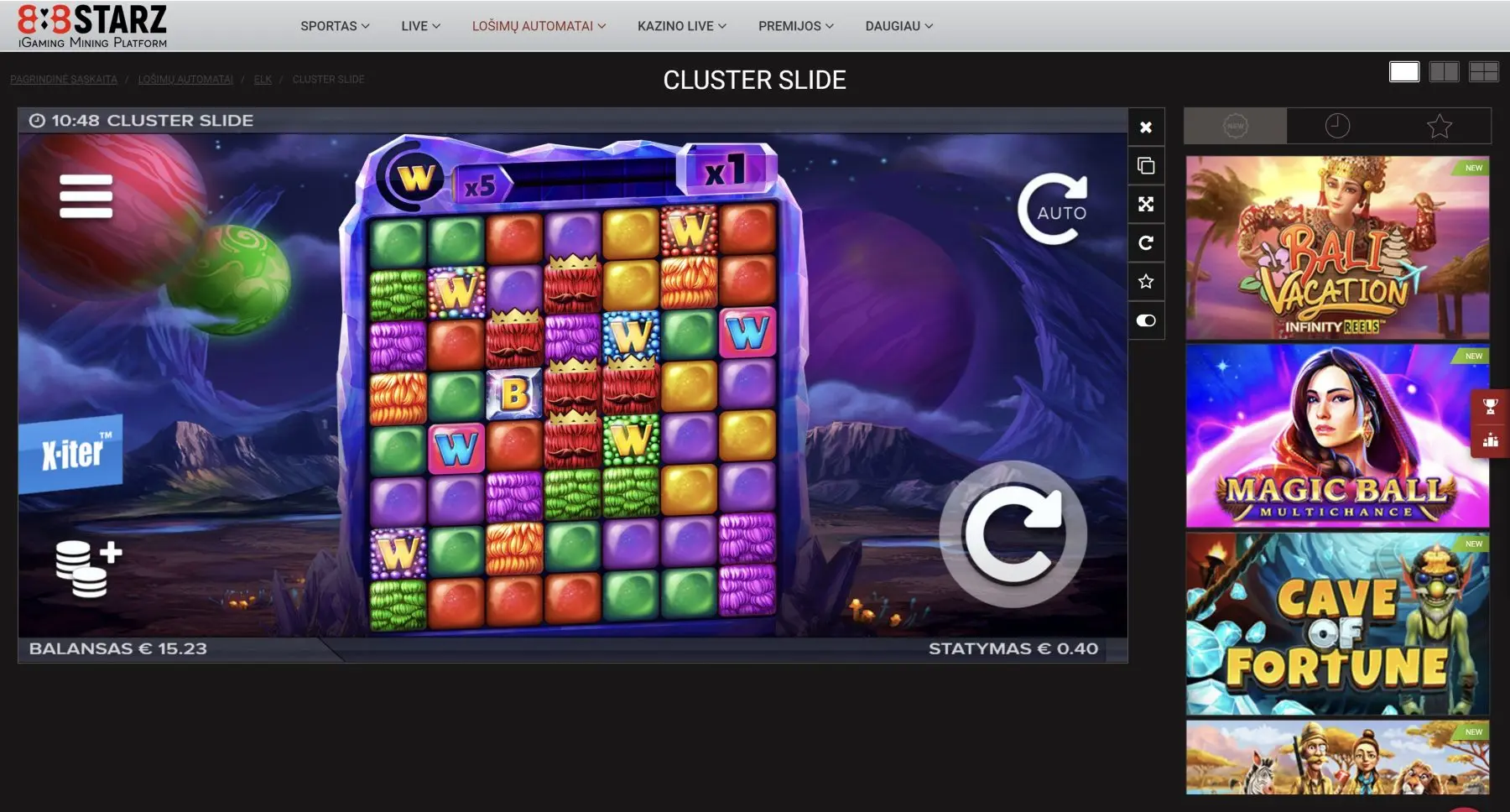 888 starz cluster slide elk studios tragamonedas