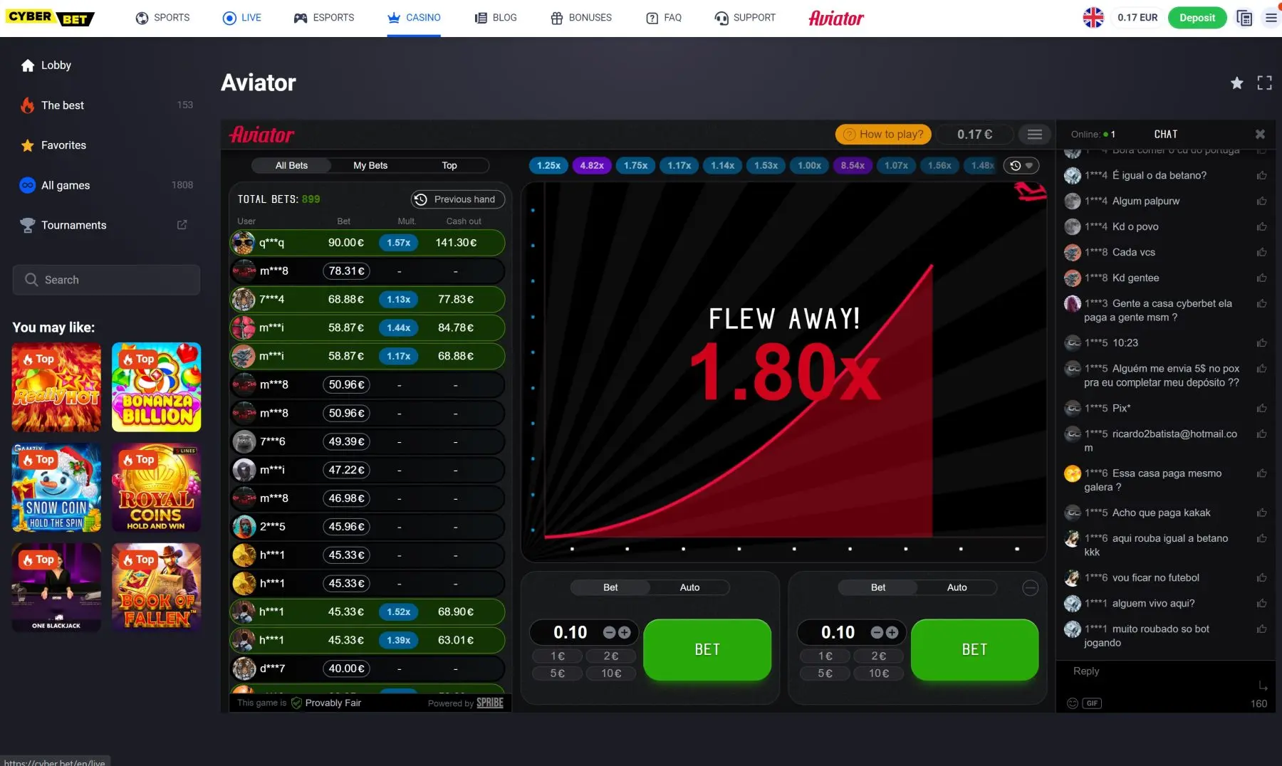 cyberbet spribe aviator mini game - avión rojo
