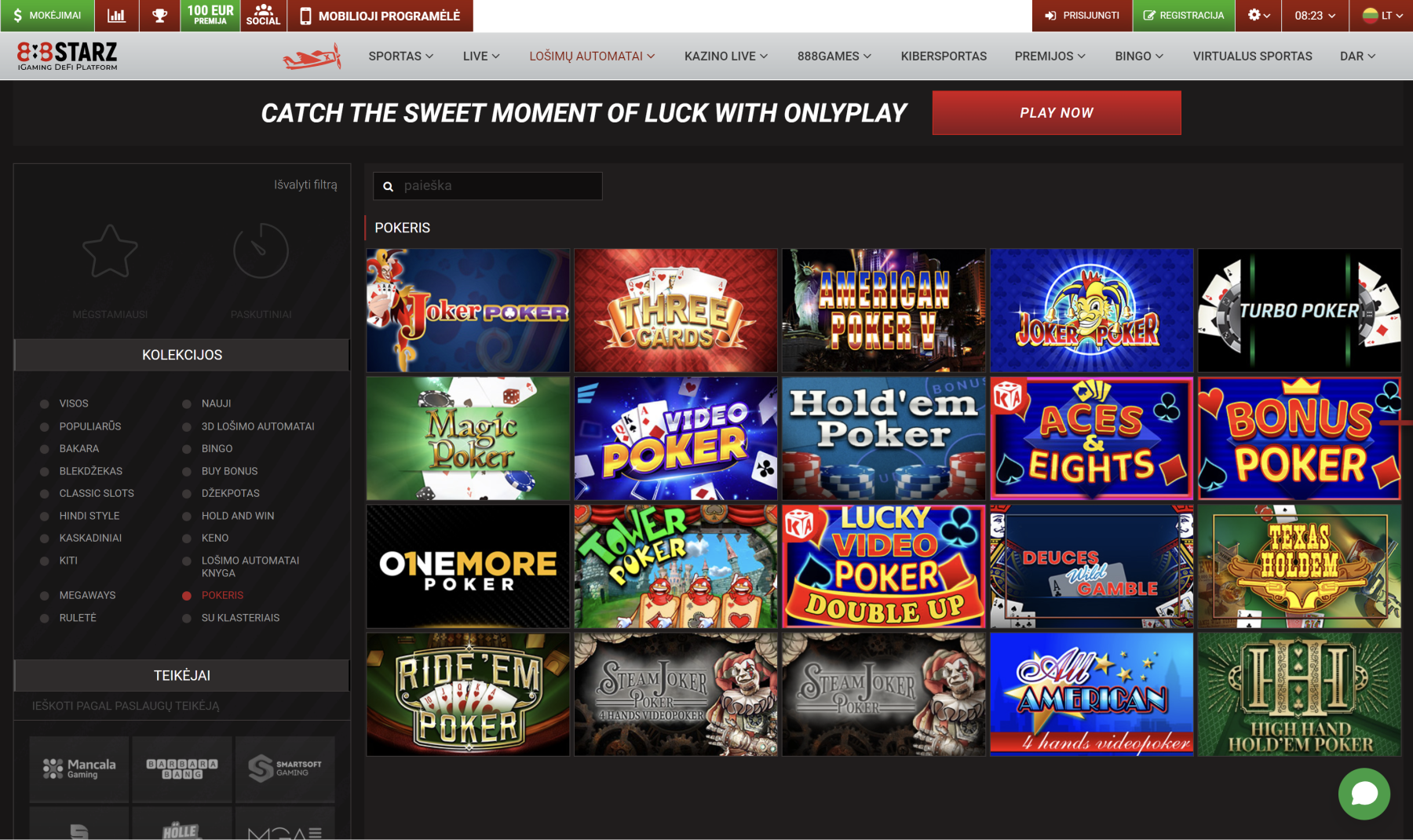 888starz video pokeris