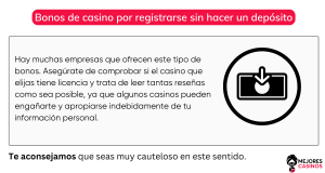 Bonos de casino por registrarse sin hacer un depósito