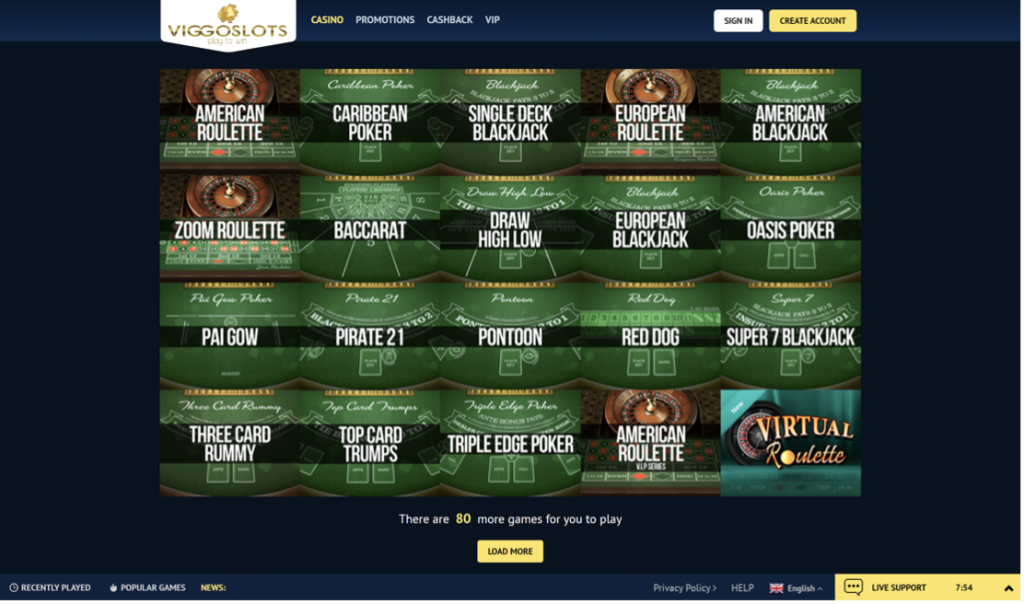 Otros Juegos de ViggoSlots Casino