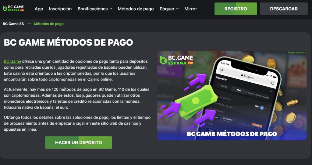 Métodos de Pago de BC.Game