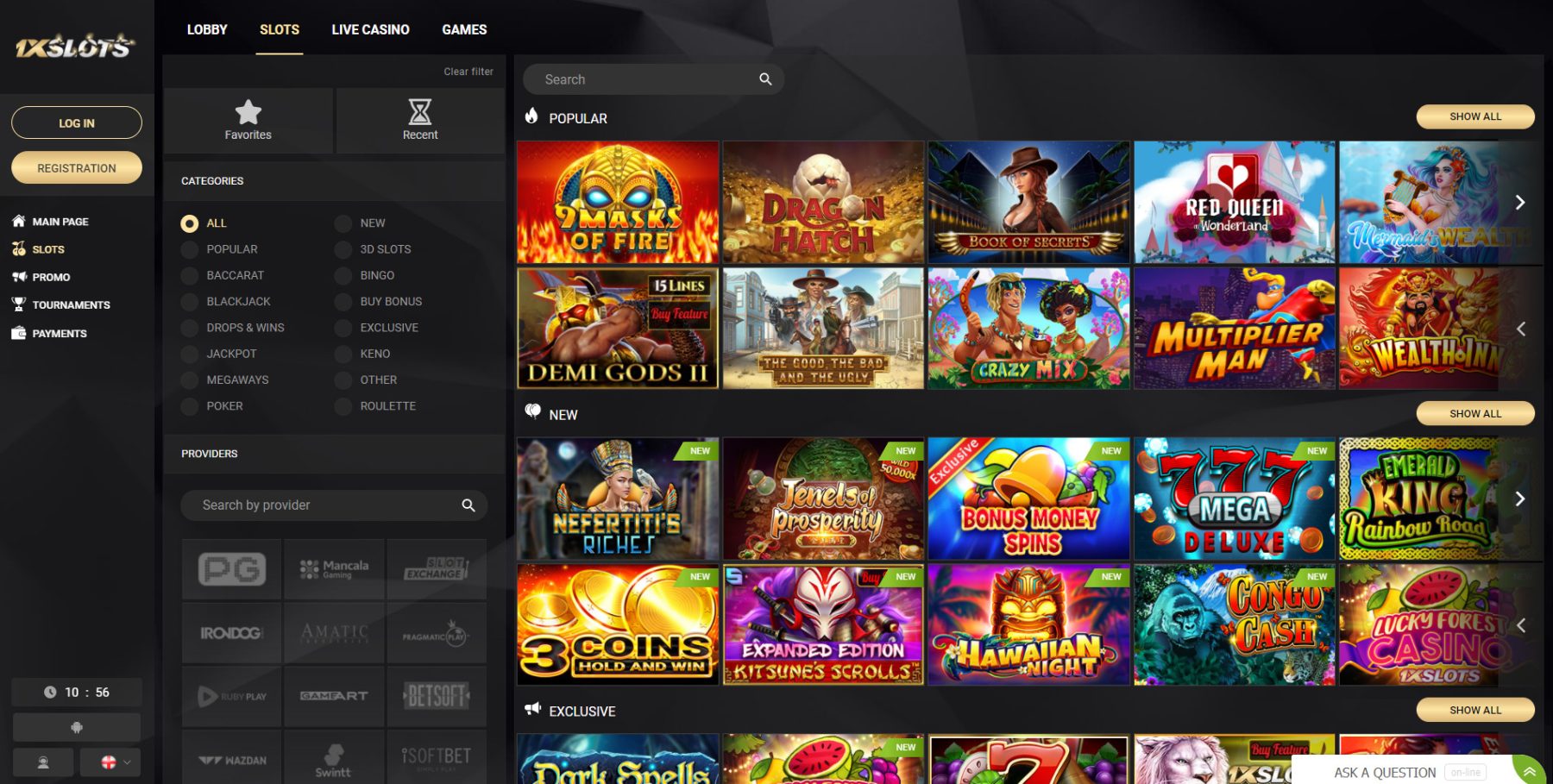 Juegos de Casino en 1xSlots