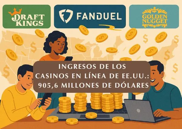 Ingresos de los casinos en línea de EE.UU. 905,6 millones de dólares